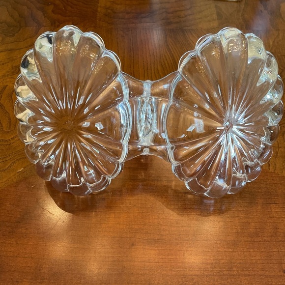 Vintage Heisey Crystolite Clear Blown Glass Handled 2 Part Conserve Relish Dish - Picture 2 of 3